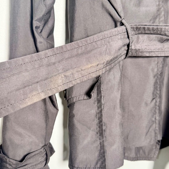 Zara Cropped Belted Chocolate Brown Trench Coat Sz L - Picture 5 of 6